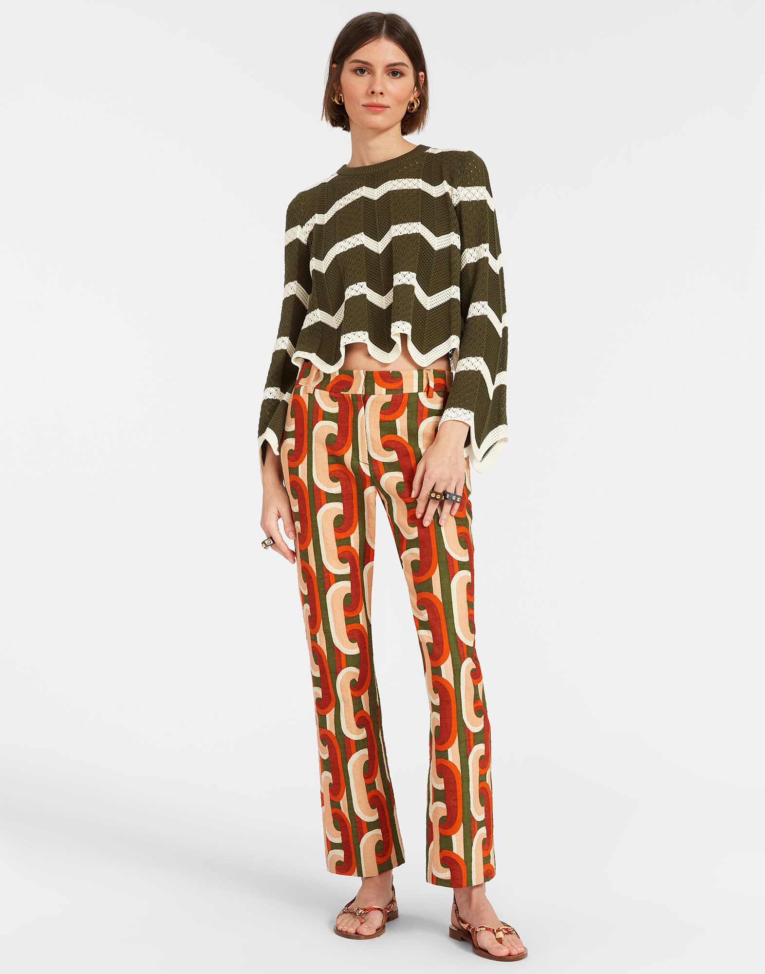 La DoubleJ Chevron Crop Sweater Solid Camouflage PUL0146KNI084VA254GR08