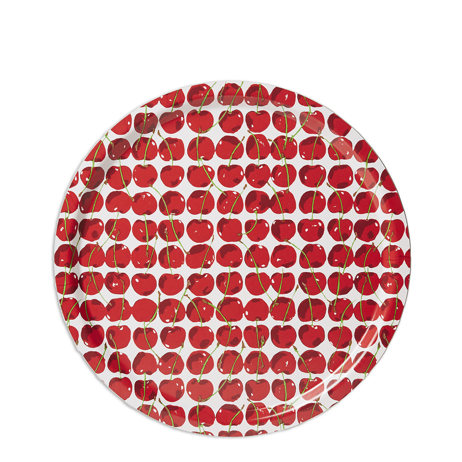 La Doublej Round Printed Tray In Cherries Avorio