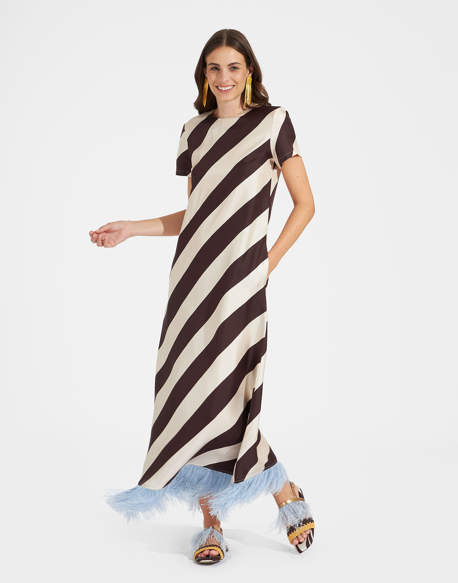 La DoubleJ Swing Dress (With Feathers) Veneziana DRE0316SIL001VNZ01BR07