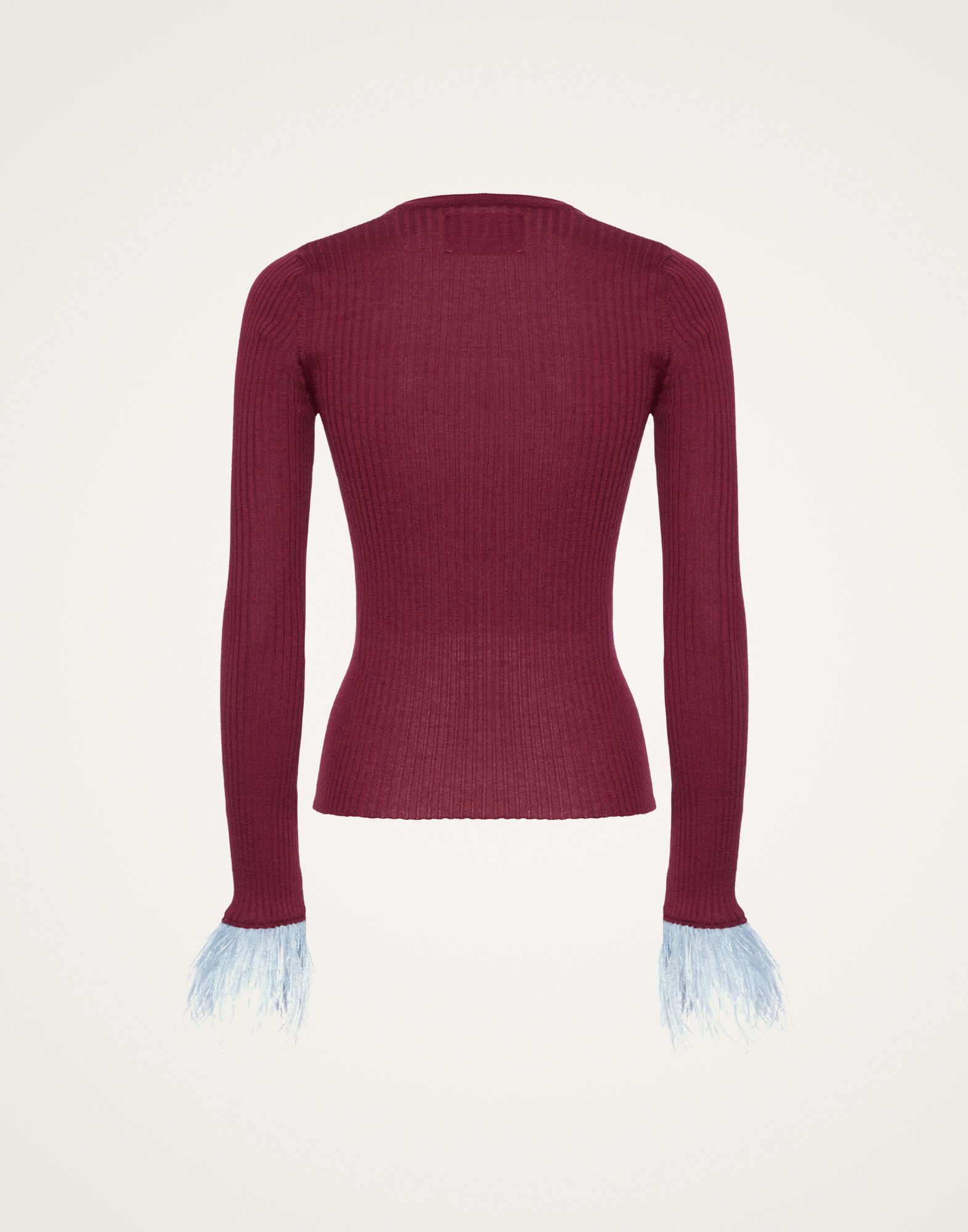 La DoubleJ V-Neck High Kick Top Solid Burgandy PUL0206KNI122VA276RE02