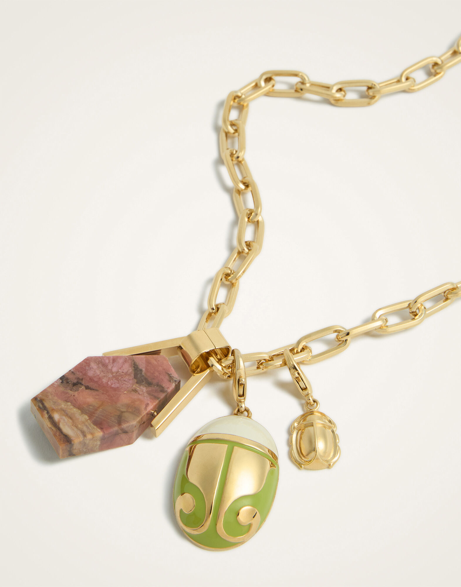 La DoubleJ Portal Necklace 24K Gold Plate & Rhodonite NEC0021BRA003RHO01YE05