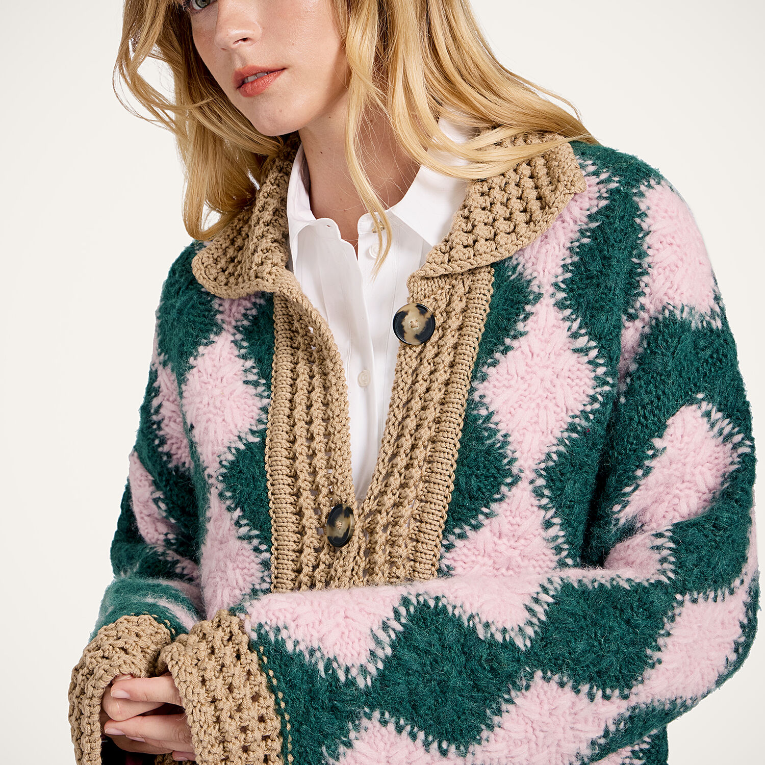 La Doublej Crochet Bowling Cardigan In Green