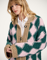 La DoubleJ Crochet Bowling Cardigan La DoubleJ Crochet Bowling Cardigan Multicolor Pink & Dark Green PUL0290KNI167VA400PI01