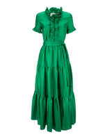 Long &amp; Sassy Dress - Tinta Unita Verde in Silk