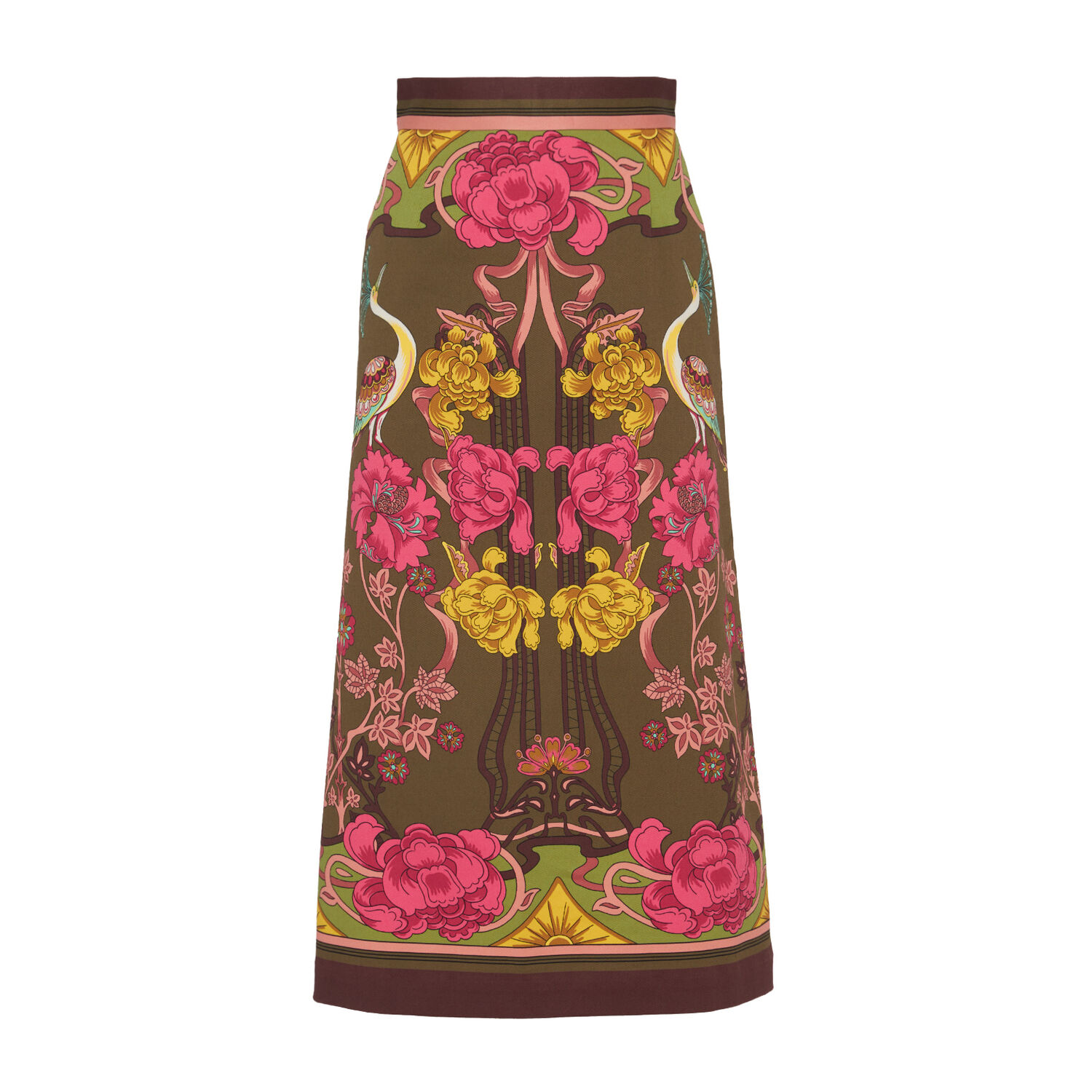 La Doublej Baia Floral-print Midi Skirt In Foulard Liberty Fango