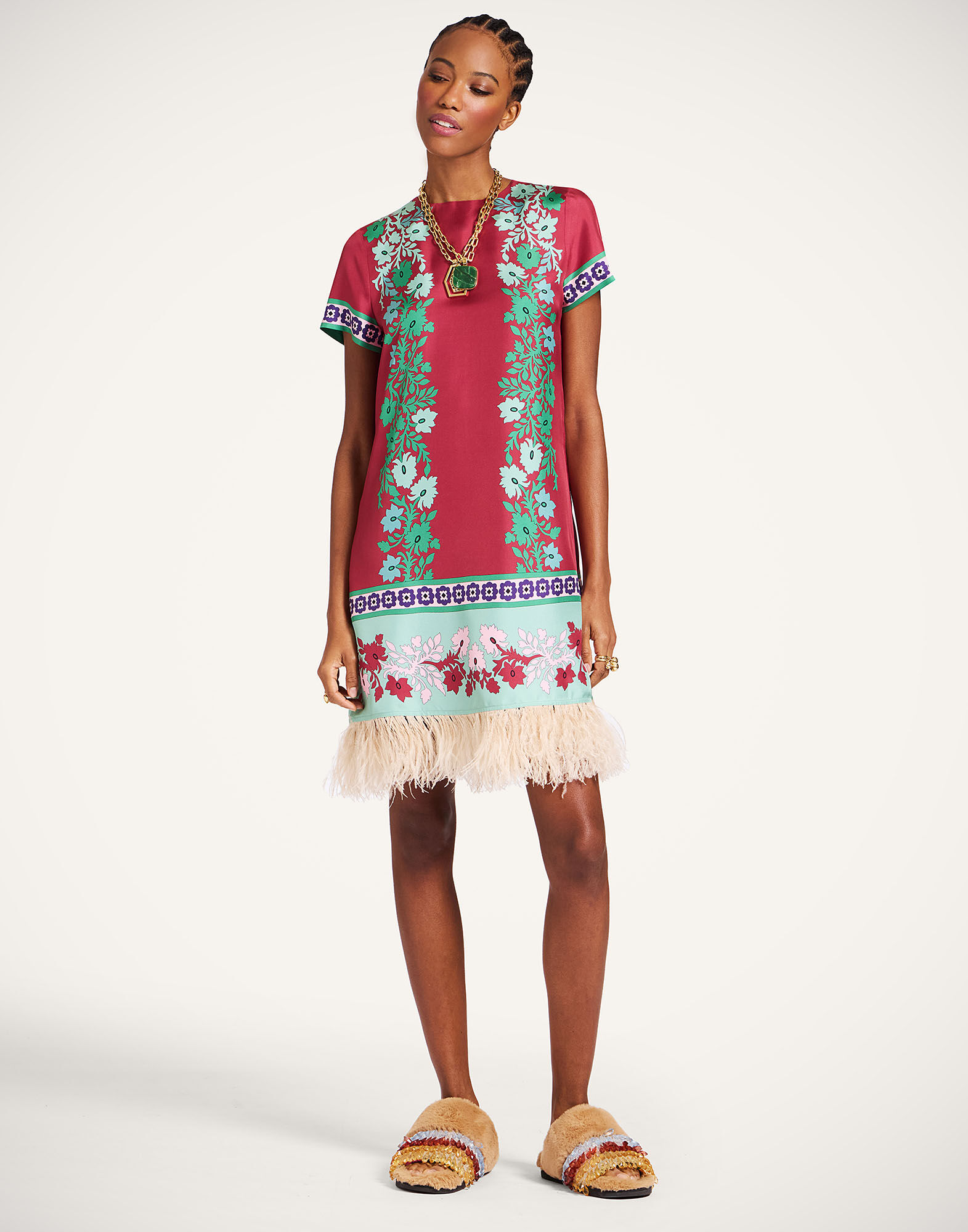 La DoubleJ Mini Swing Dress Regalia Plac&eacute;e Red DRE0963SIL006REG02RE01