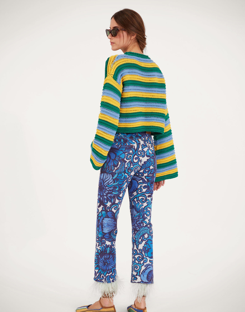 La DoubleJ Fancy Crop Jeans (With Feathers) La DoubleJ Fancy Crop Jeans (With Feathers) Anemone TRO0097DEN001ANE01BU03