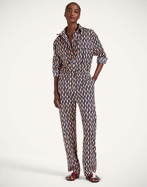 La DoubleJ Aviator Jumpsuit Pesciolini Blue DRE0489COT039PES04BU03