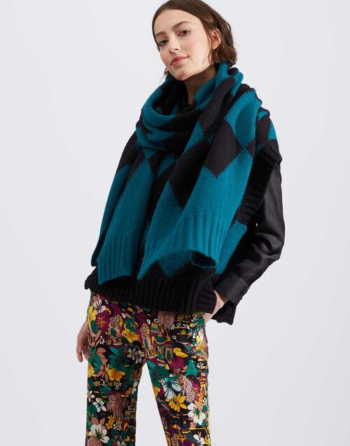 La DoubleJ Argyle Scarf Green / Black SCA0029KNI064VAR0165