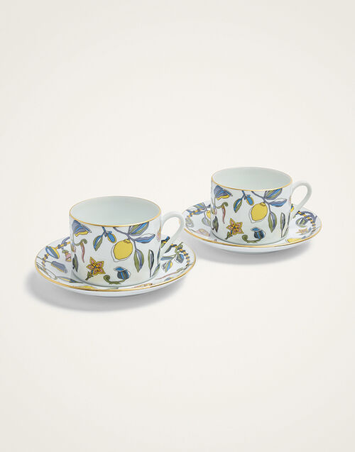 La DoubleJ Impero Tea Cup Set Of 2 Borboni White CUP0012CER001BRN12WH01