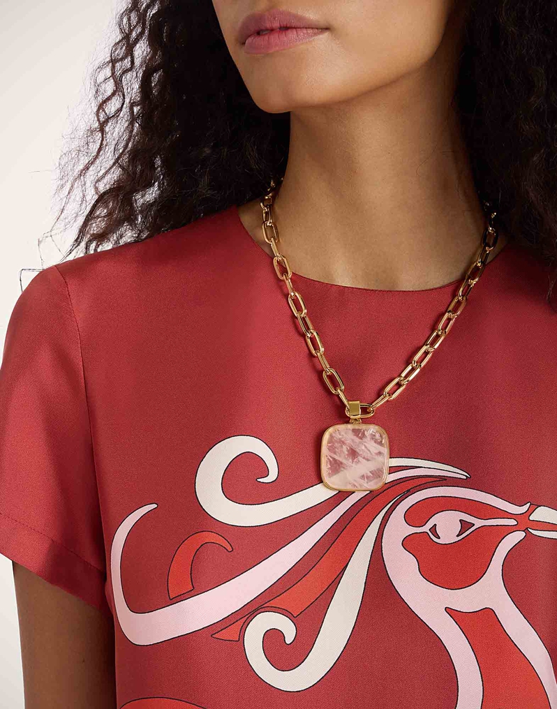 La DoubleJ Soul Pendant Necklace La DoubleJ Soul Pendant Necklace 24k Gold Plate & Pink Quartz NEC0017BRA003STO02YE05