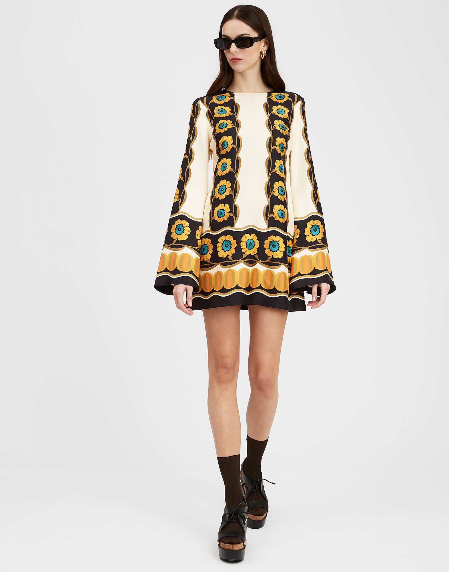 La DoubleJ Mini Supreme Swing Dress Daisychain Plac&eacute;e Orange DRE0619VIS011ROP04OR02