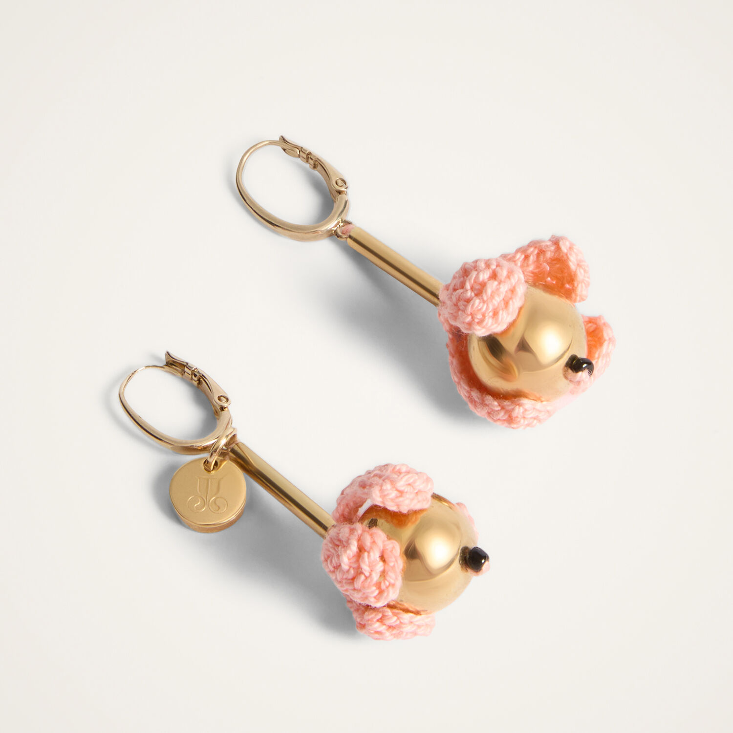  La Doublej Earrings Women - Bouquet Drop Earrings 24k Gold Plate & Pink Cotton Crochet One Size 33% Cotton 33% Brass 33% Pmma 1% Glass 