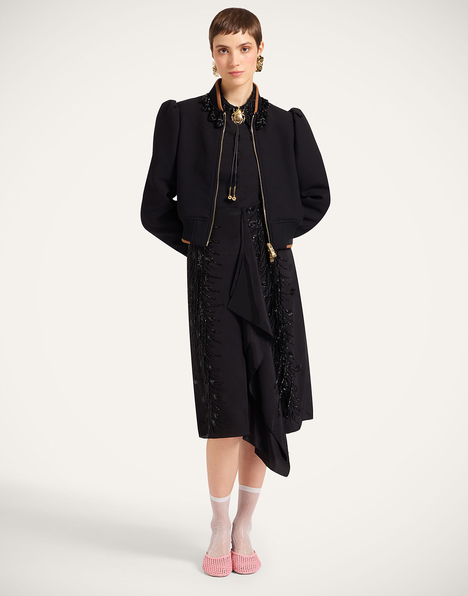 La DoubleJ Bon Bon Bomber Solid Black JAC0186WOL024SOLIDBL01