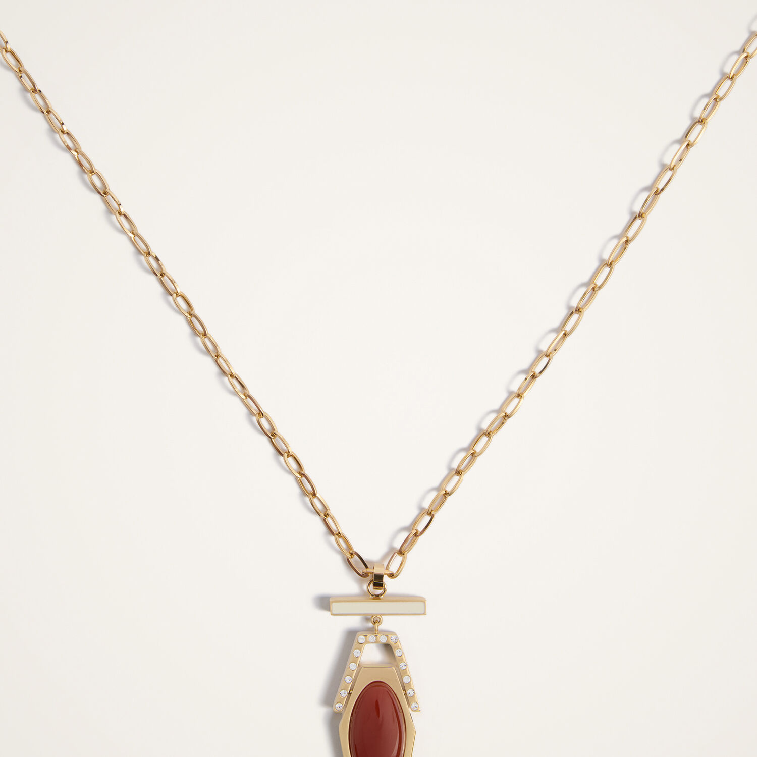  La Doublej Necklaces Women - Embellished Portal Necklace 24k Gold Plate & Red Agate One Size 55% Brass 35% Red Agate 5% Crystal 5% Polish 