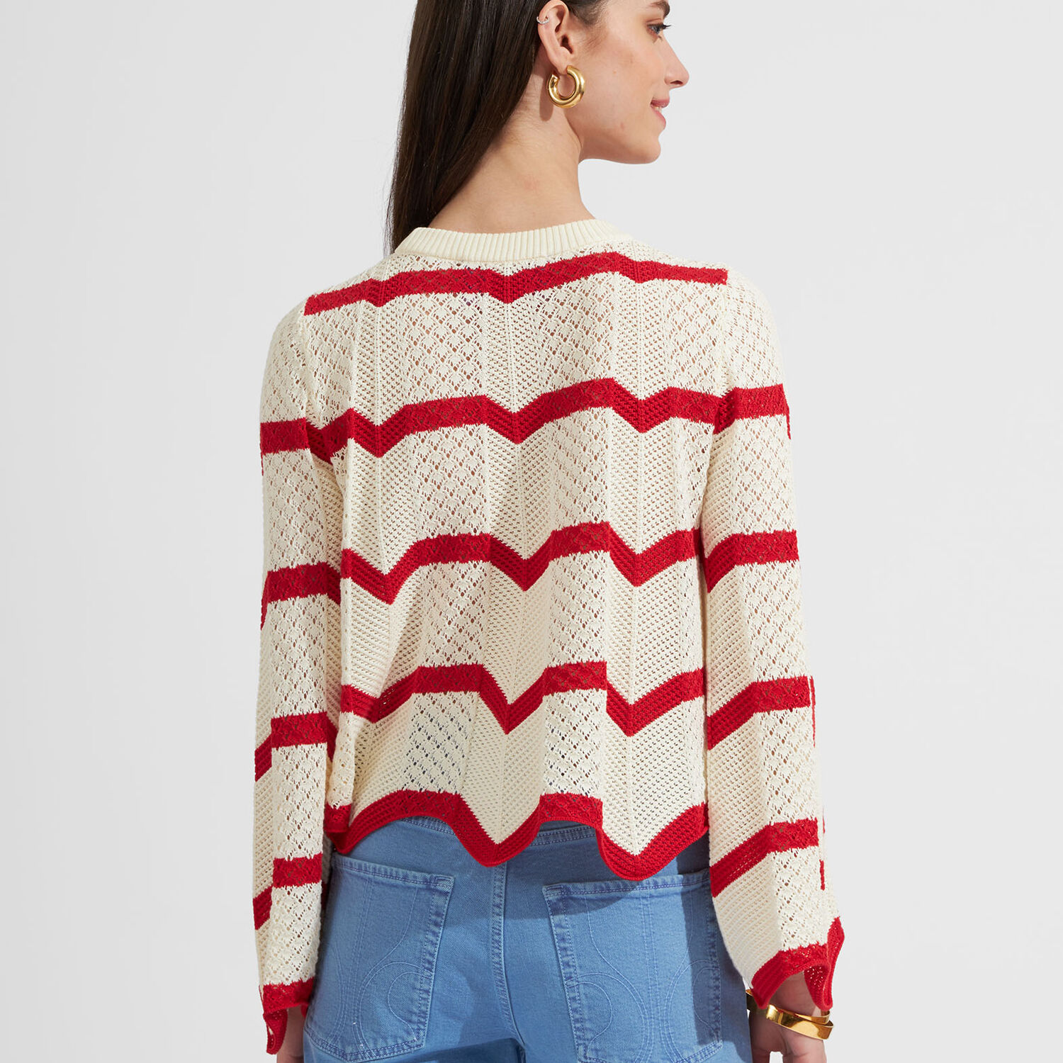 LA DOUBLEJ CHEVRON CROP SWEATER