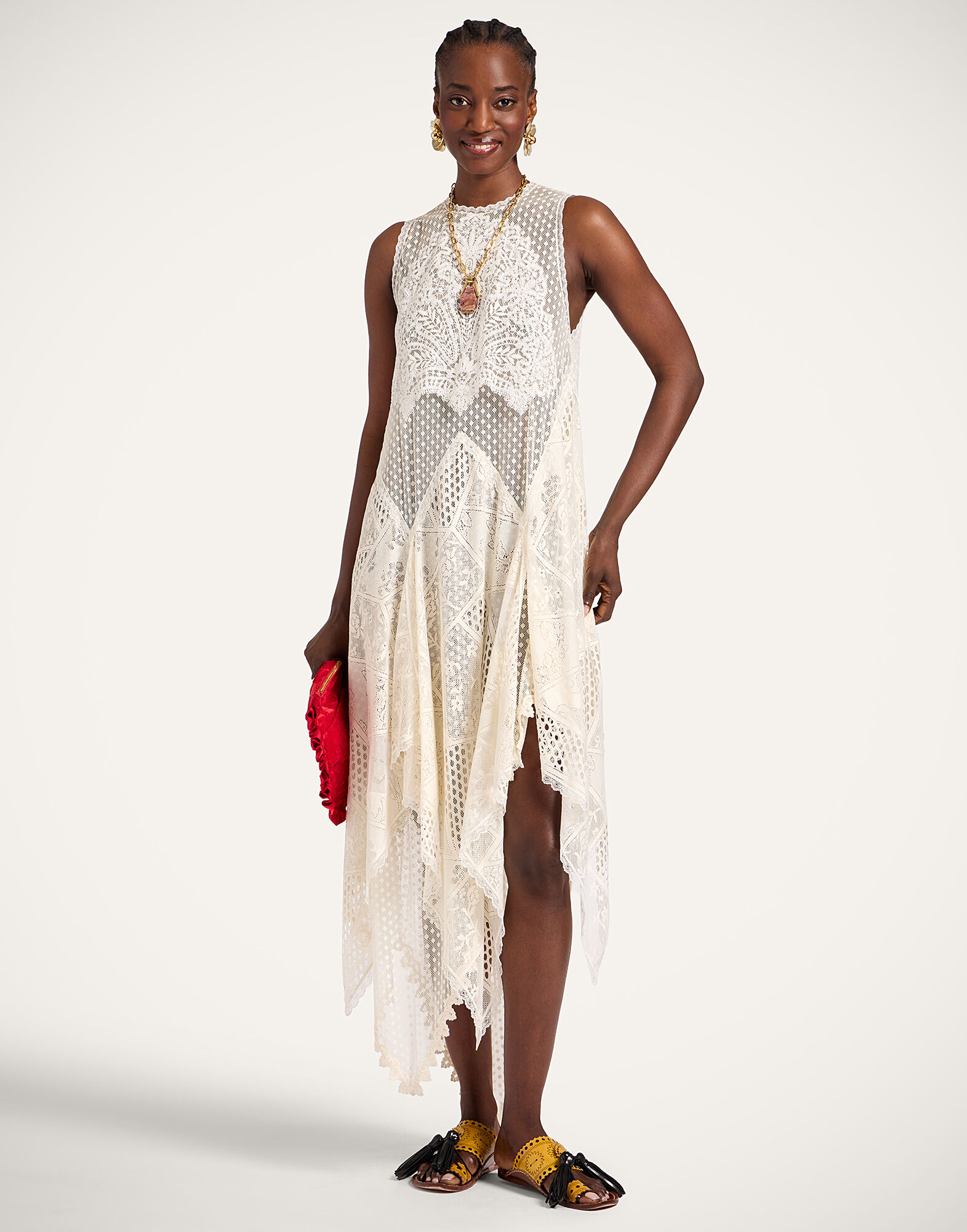 La DoubleJ Aura Dress Solid Ecru DRE1031LAC009SOLIDBR05