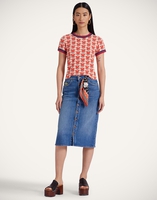 La DoubleJ Itty Bitty Double Binding Ringer T-Shirt La DoubleJ Itty Bitty Double Binding Ringer T-Shirt Pull My Petaltail Orange TSH0061JER059PET03OR02