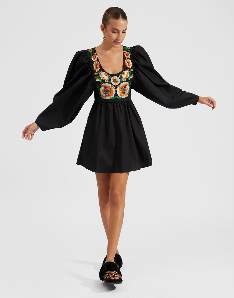 La DoubleJ Dolly Embroidered Dress La DoubleJ Dolly Embroidered Dress Solid Black DRE0422COT001BLA0001