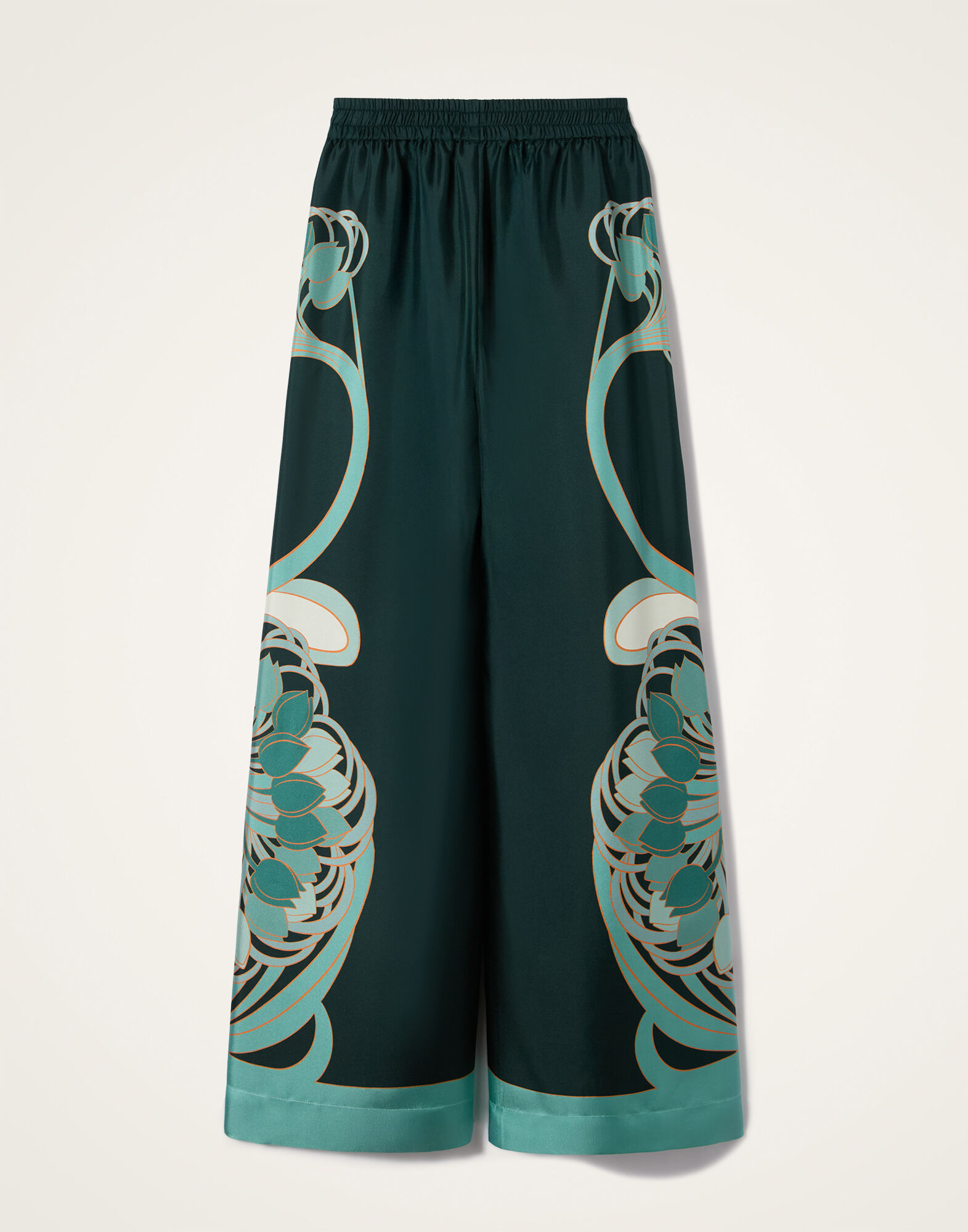 La DoubleJ Palazzo Pants Blooming Tulip Plac&eacute;e Dark Green TRO0026SIL001BTU01GR03