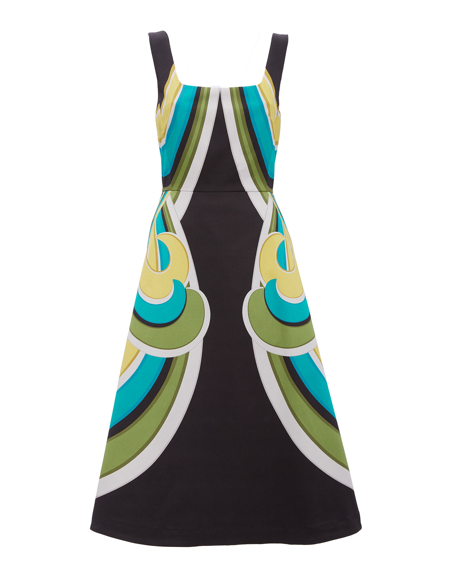 La DoubleJ Sophia Dress Rainbow Swirl Verde Plac&eacute;e DRE0448COT037RAS0002