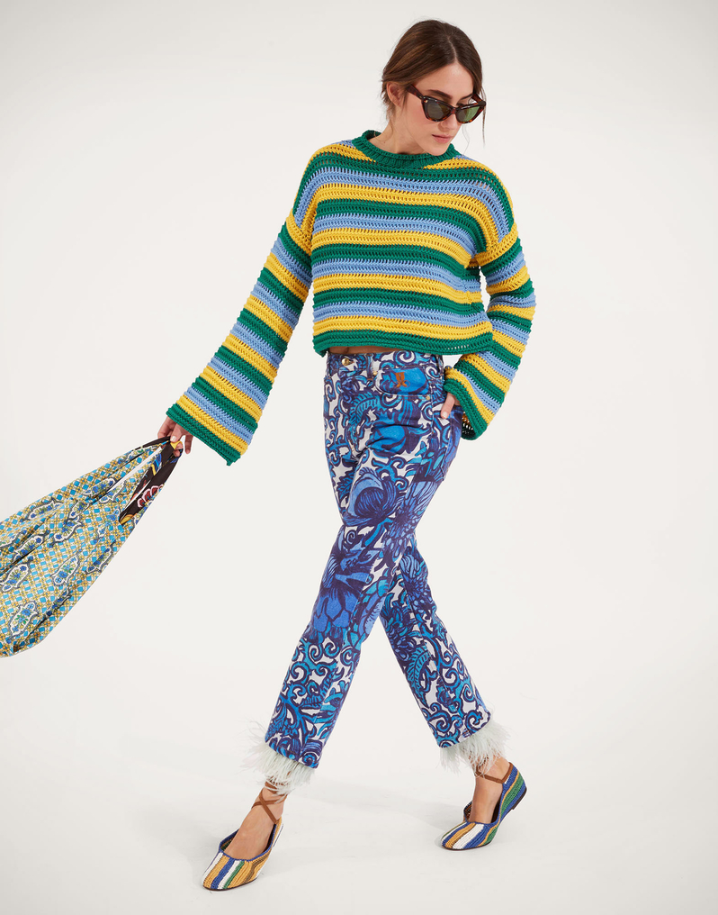 La DoubleJ Fancy Crop Jeans (With Feathers) La DoubleJ Fancy Crop Jeans (With Feathers) Anemone TRO0097DEN001ANE01BU03