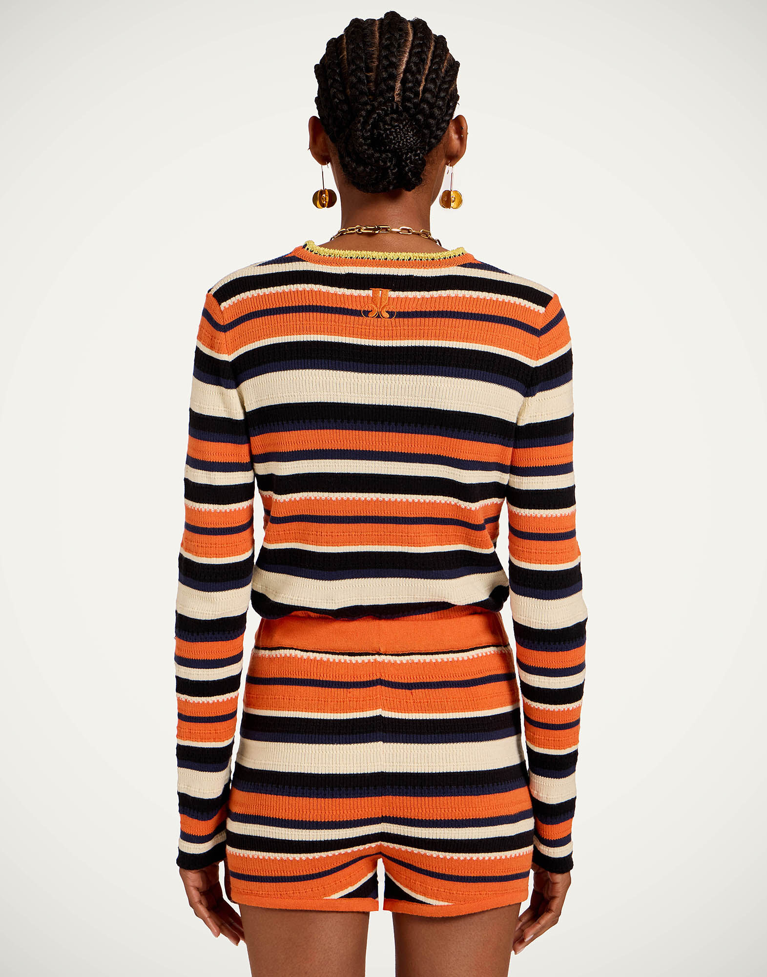 La DoubleJ Veneziana Top Multicolor Orange PUL0272KNI154VA375OR02