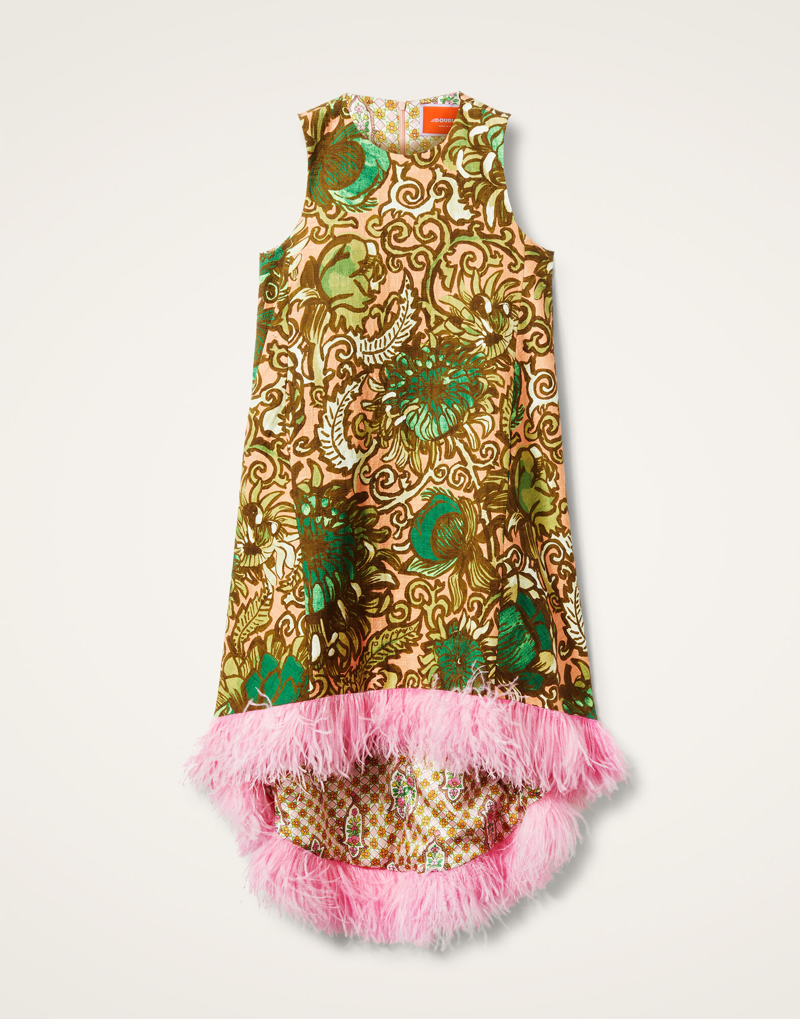 La Scala High Dress (With Feathers) in Anemone Pink for