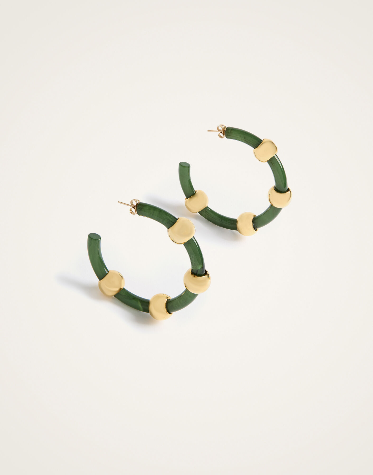 La DoubleJ Studded Hoops Solid Camouflage EAR0049POL014SOLIDGR08