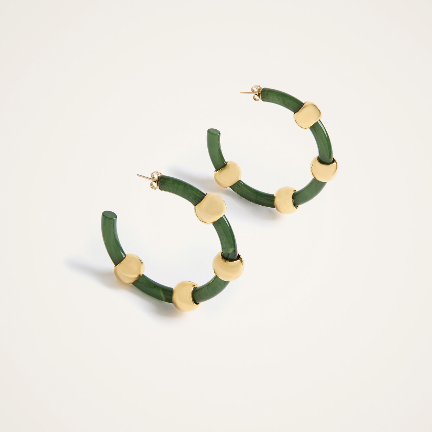 La Doublej Studded Hoop Earrings In Solid Camouflage