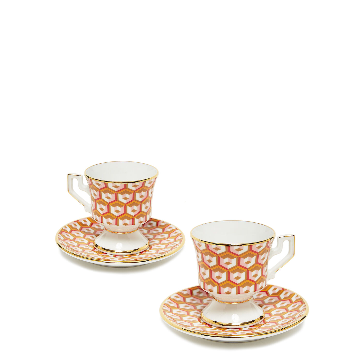 La Doublej Espresso Cup Saucers (set Of Two) In Cubi Oro