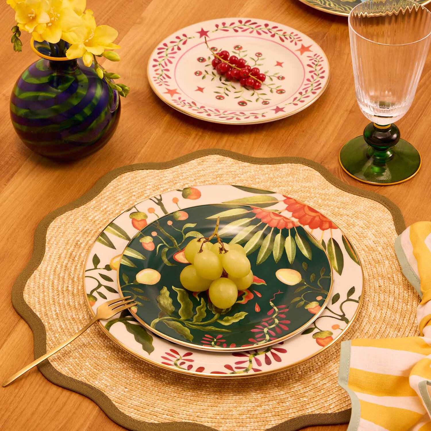 La Doublej Straw Cloud Placemats Set Of 2 In Solid Olive