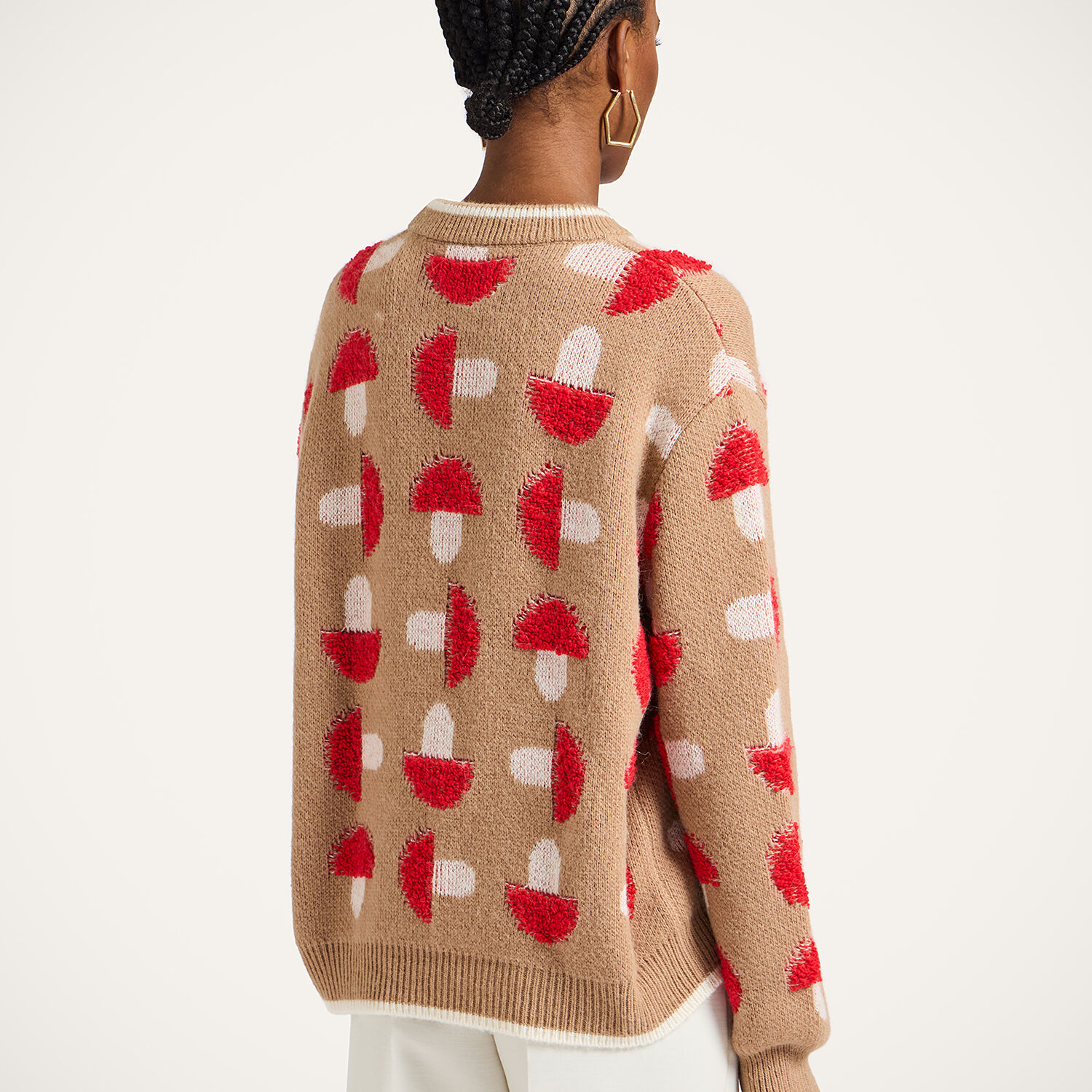  La Doublej Knitwear Women - Fun-guy Sweater Camel & Red S 46% Acrylic 34% Alpaca Wool 14% Polyamide 6% Polyester 
