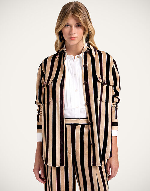 La DoubleJ Better Than Your Boyfriend's Jacket Stripes Light Beige JAC0112VIS026STR08BR01