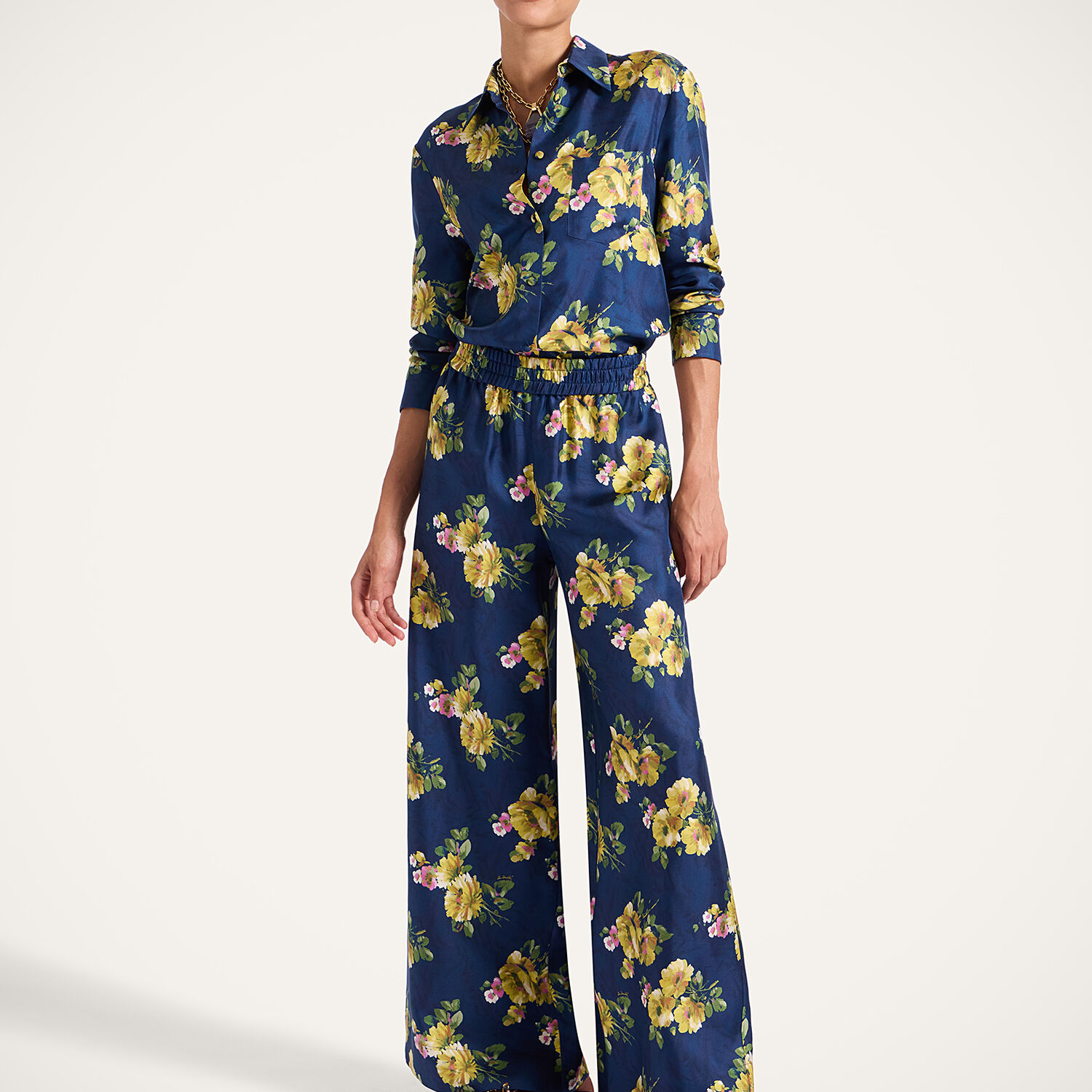 La Doublej Palazzo Pants Riptide Midnight Blue In Blue