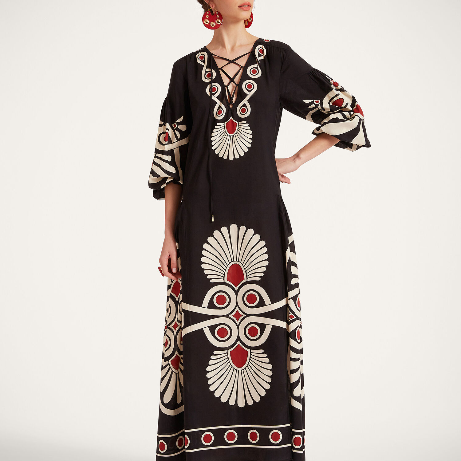 La Doublej Viviana Geometric-print Dress In Medallion Placée Black