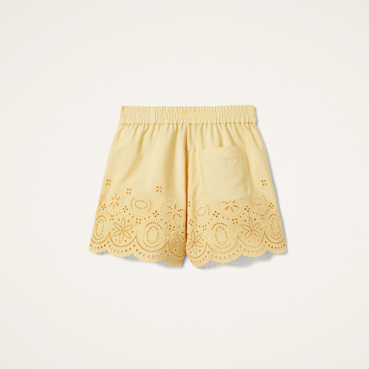 La Doublej Scalloped Broderie Anglaise-trimmed Cotton-poplin Shorts In Eclipse Light Yellow