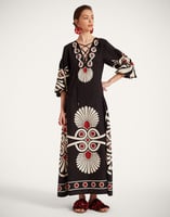 La DoubleJ Viviana Dress La DoubleJ Viviana Dress Medallion Placée Black DRE0716COT056MED01BL01