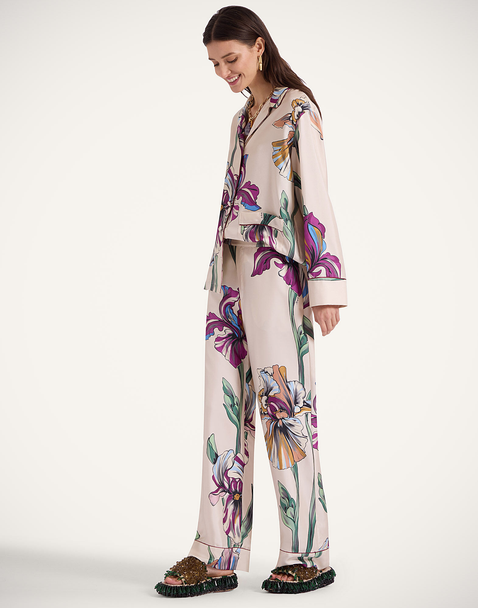 La DoubleJ Pajama Shirt Iris Ivory SHI0077SIL001IRS01WH04