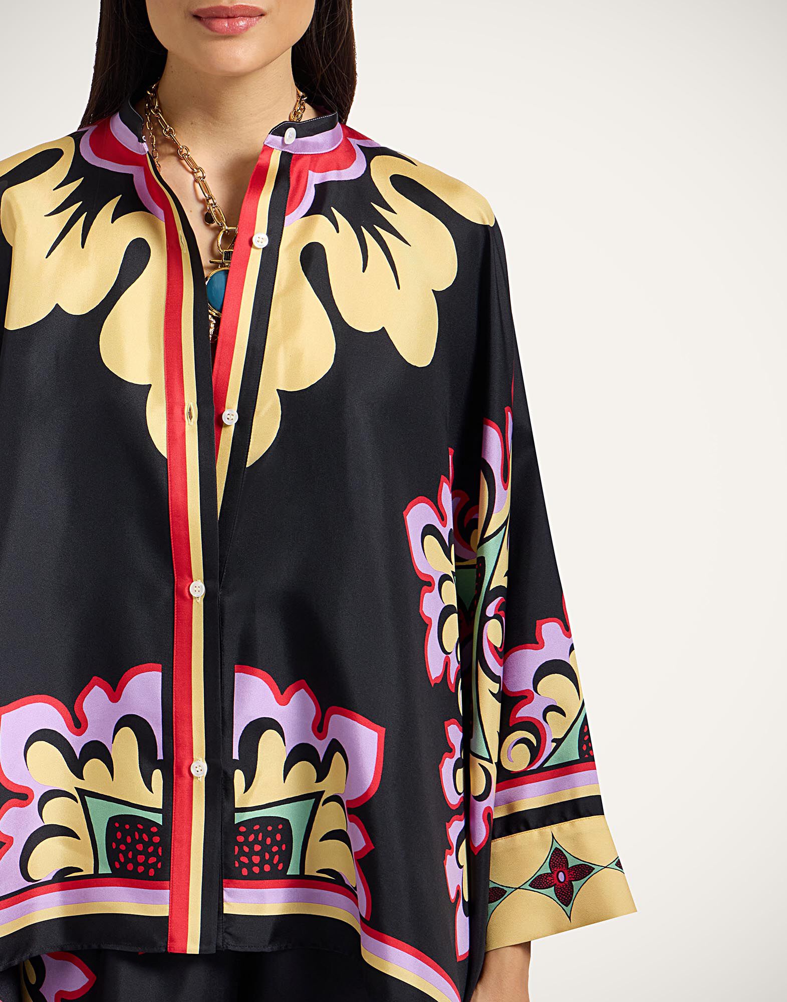 La DoubleJ Foulard Shirt Palazzo Plac&eacute;e Lilac SHI0059SIL001PAL08PU02