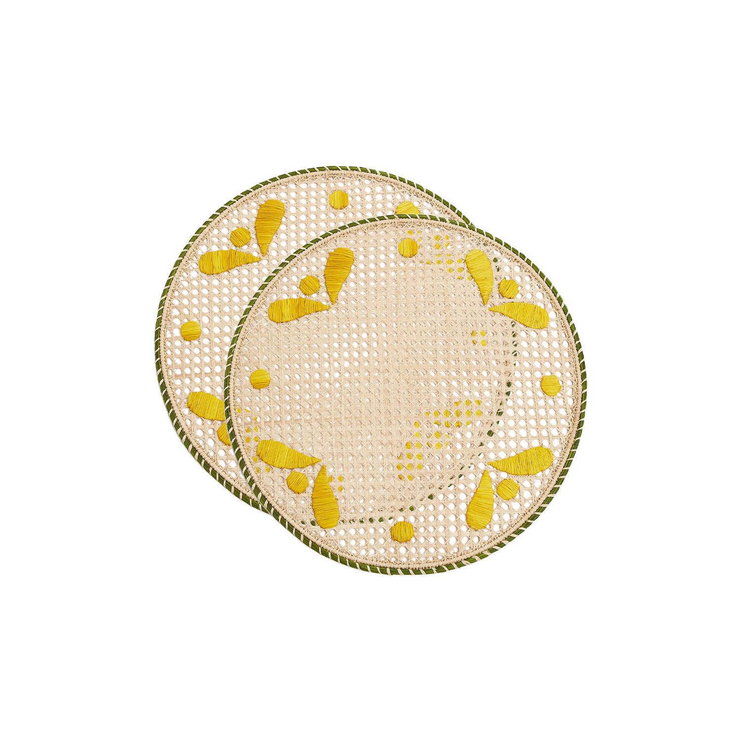 La Doublej Raffia Placemats Set Of 2 In Capri Yellow