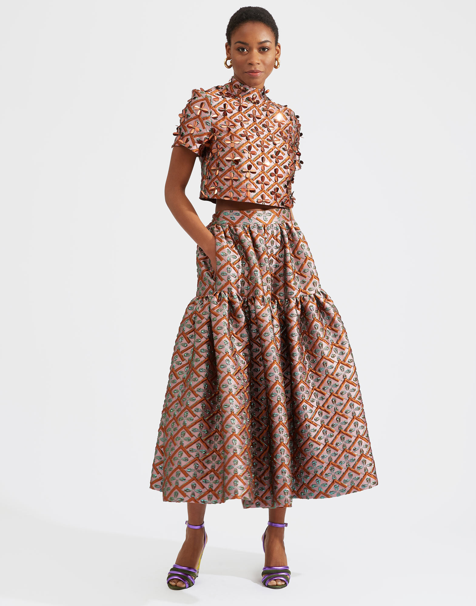 La DoubleJ Juliet Crop Top Embroidered Absinthe TOP0091JAC038ABS0001