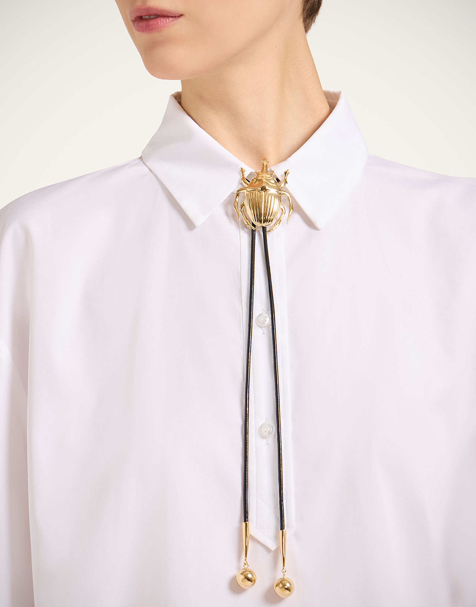 La DoubleJ Scarab Cow Tie 24K Gold Plate NEC0041BRA003SOLIDYE05