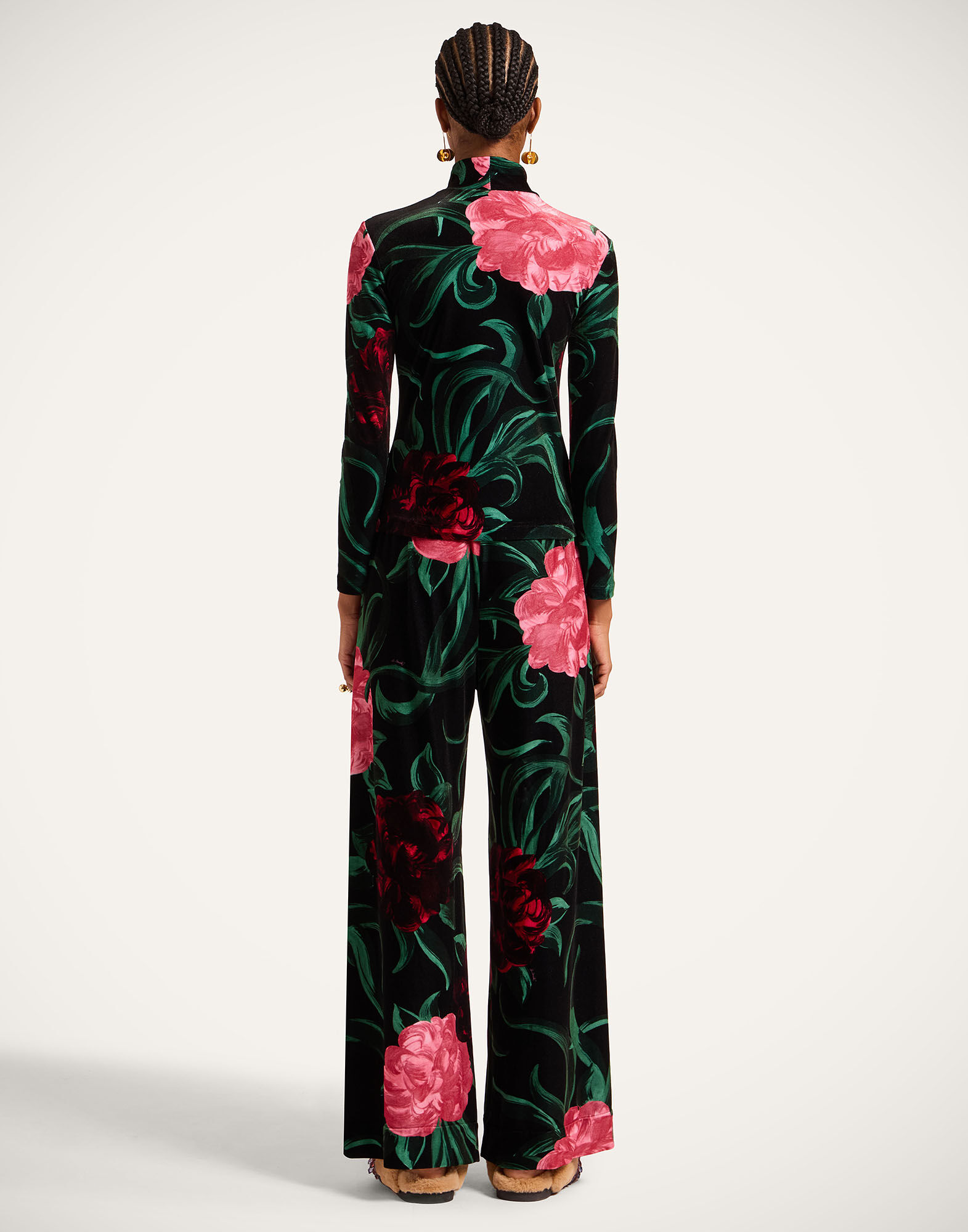 La DoubleJ Palazzo Pants Peony Black TRO0003VEL006PEO05BL01