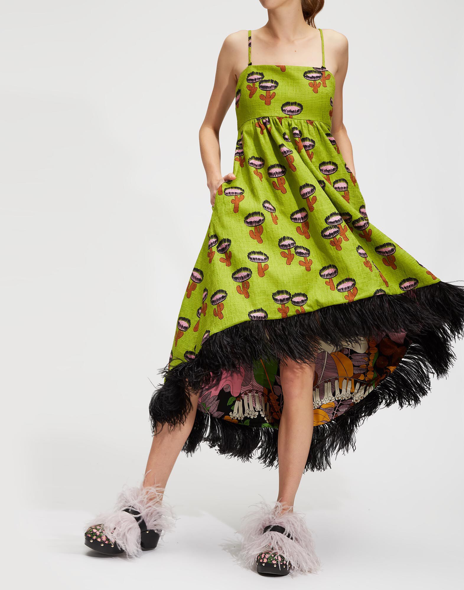 LaDoubleJ La Scala Dress Chirpy Cactus Verde DRE0160COT005CHI0002