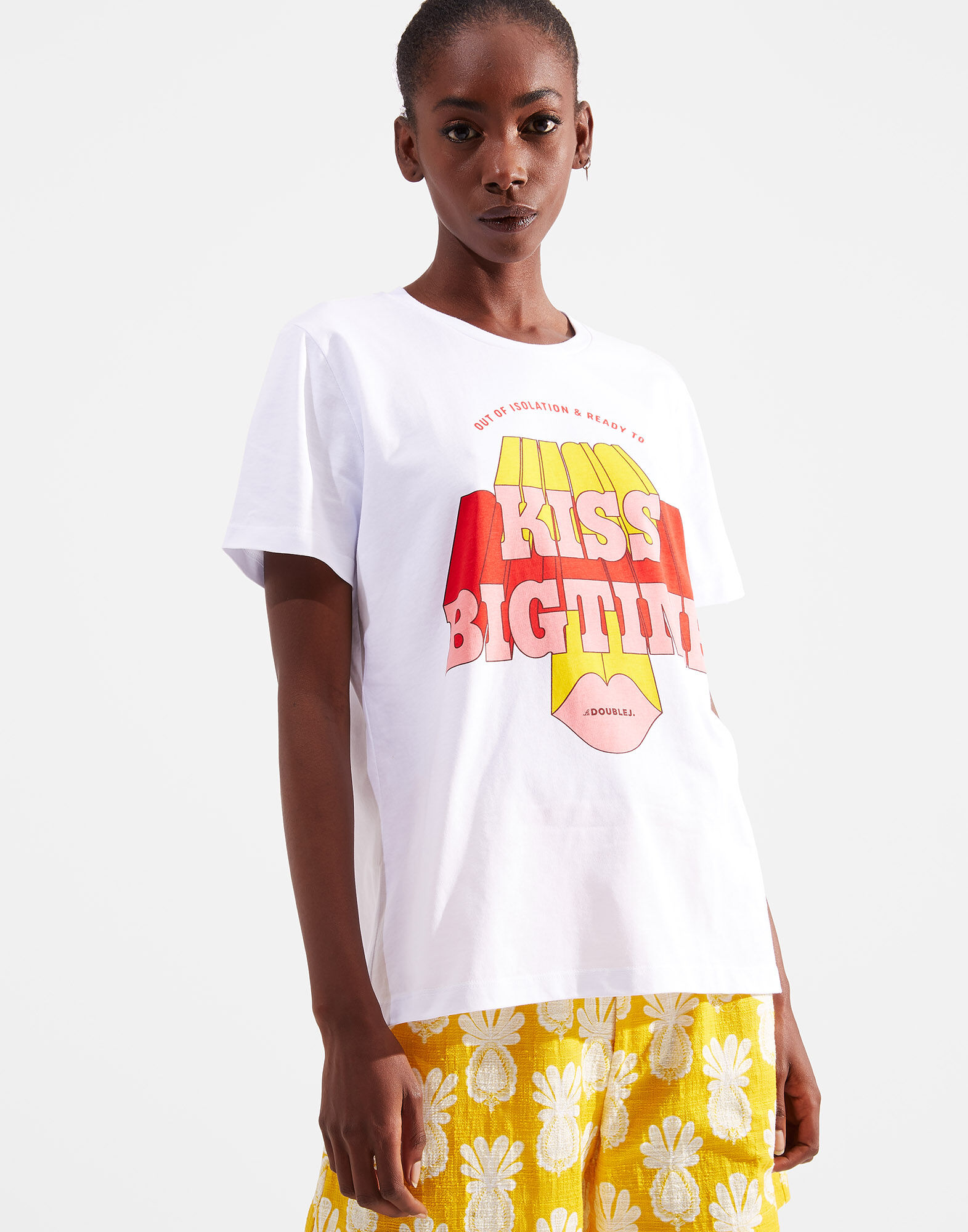 LaDoubleJ Slogan T-shirt Kiss Big Time SHI0031JER010SLO0001