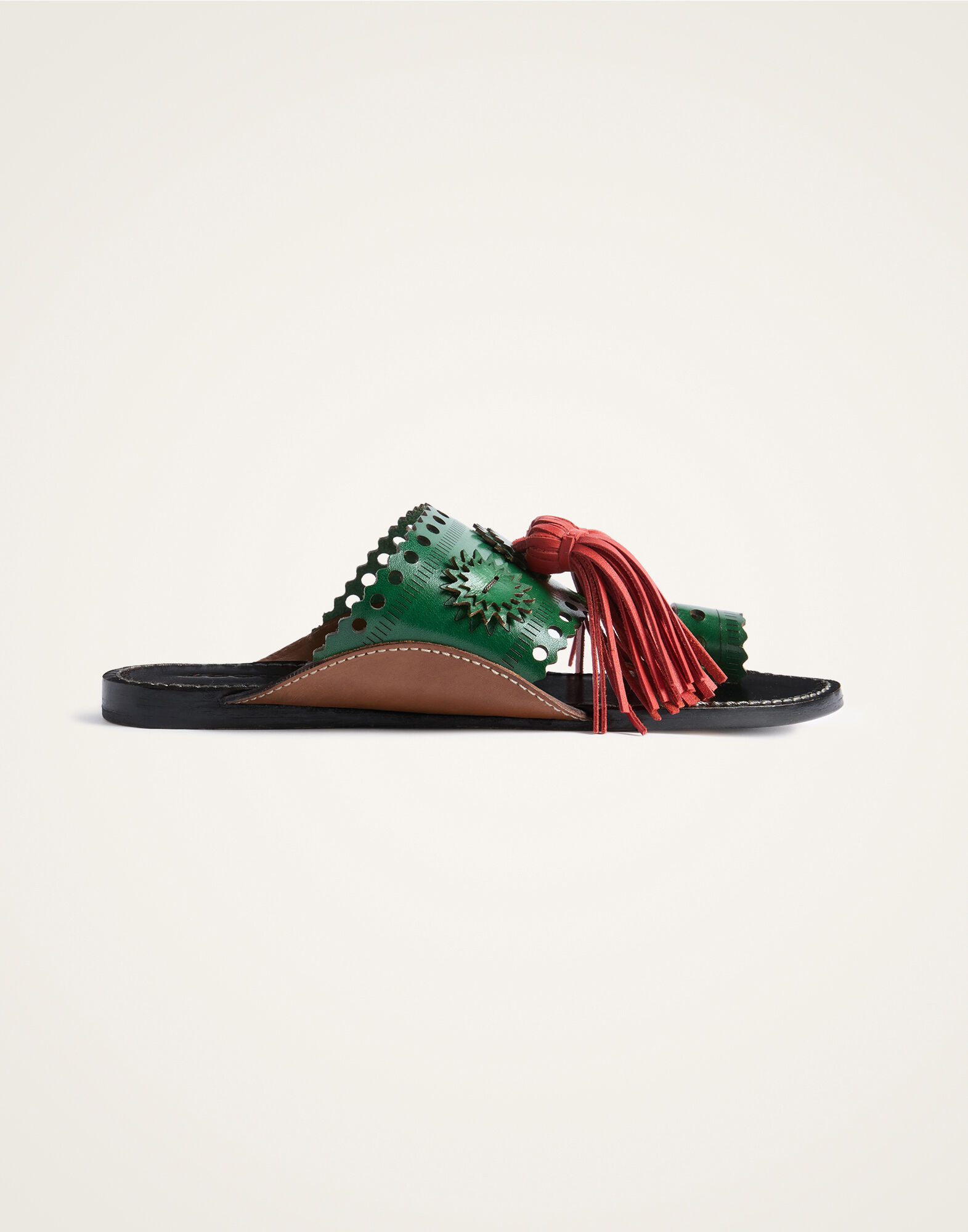 La DoubleJ Sandy Slides Solid Dark Green SHO0114LEA014CLB28GR03