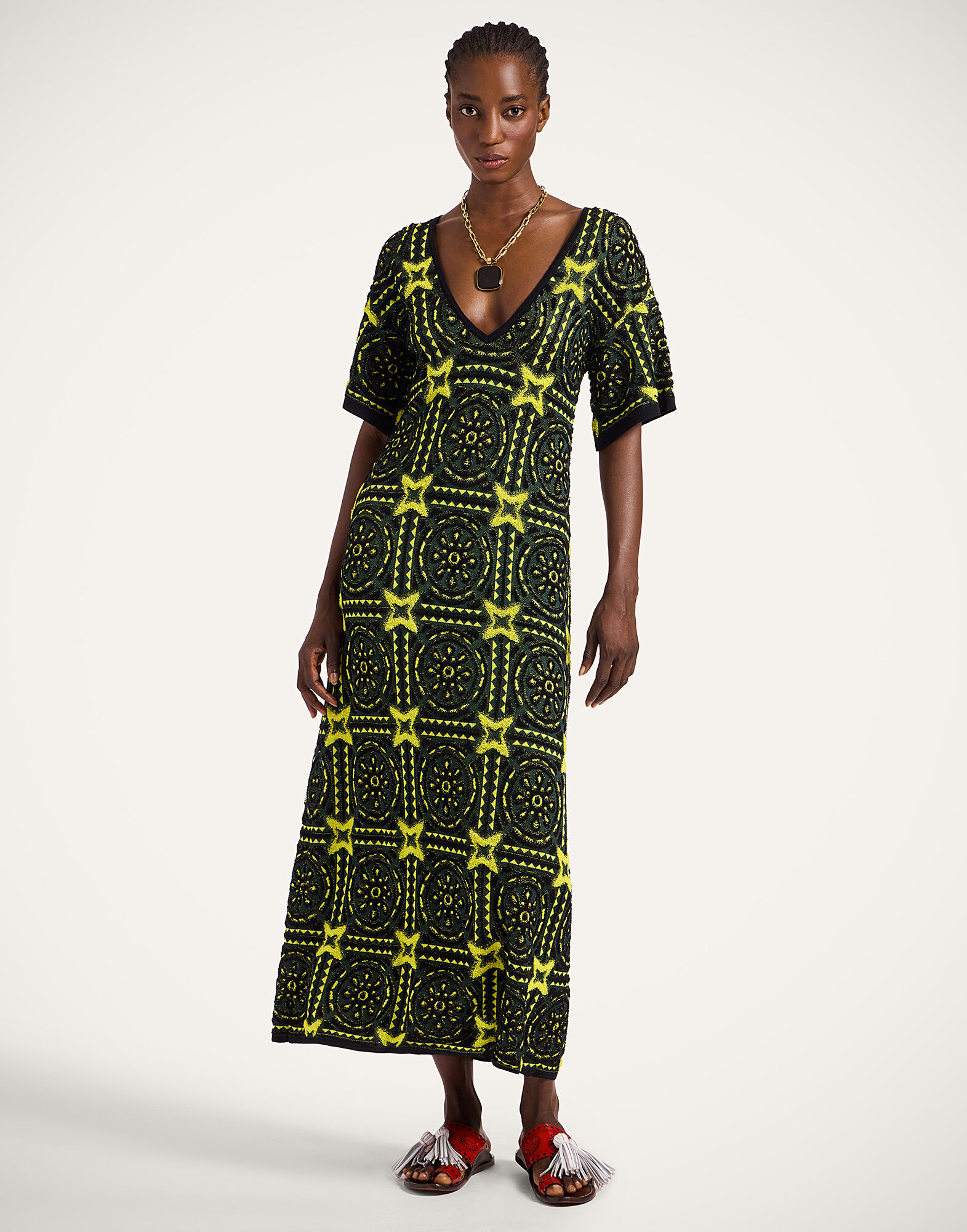 La DoubleJ Sole Star Dress Multicolor Green & Yellow DRE0938KNI160VA373GR02