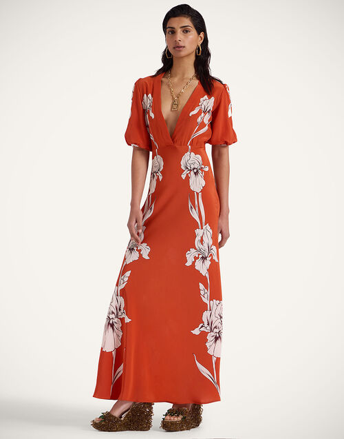 La DoubleJ Marlene Dress Iris Plac&eacute;e Dark Orange DRE0869CRE002IRS07OR03