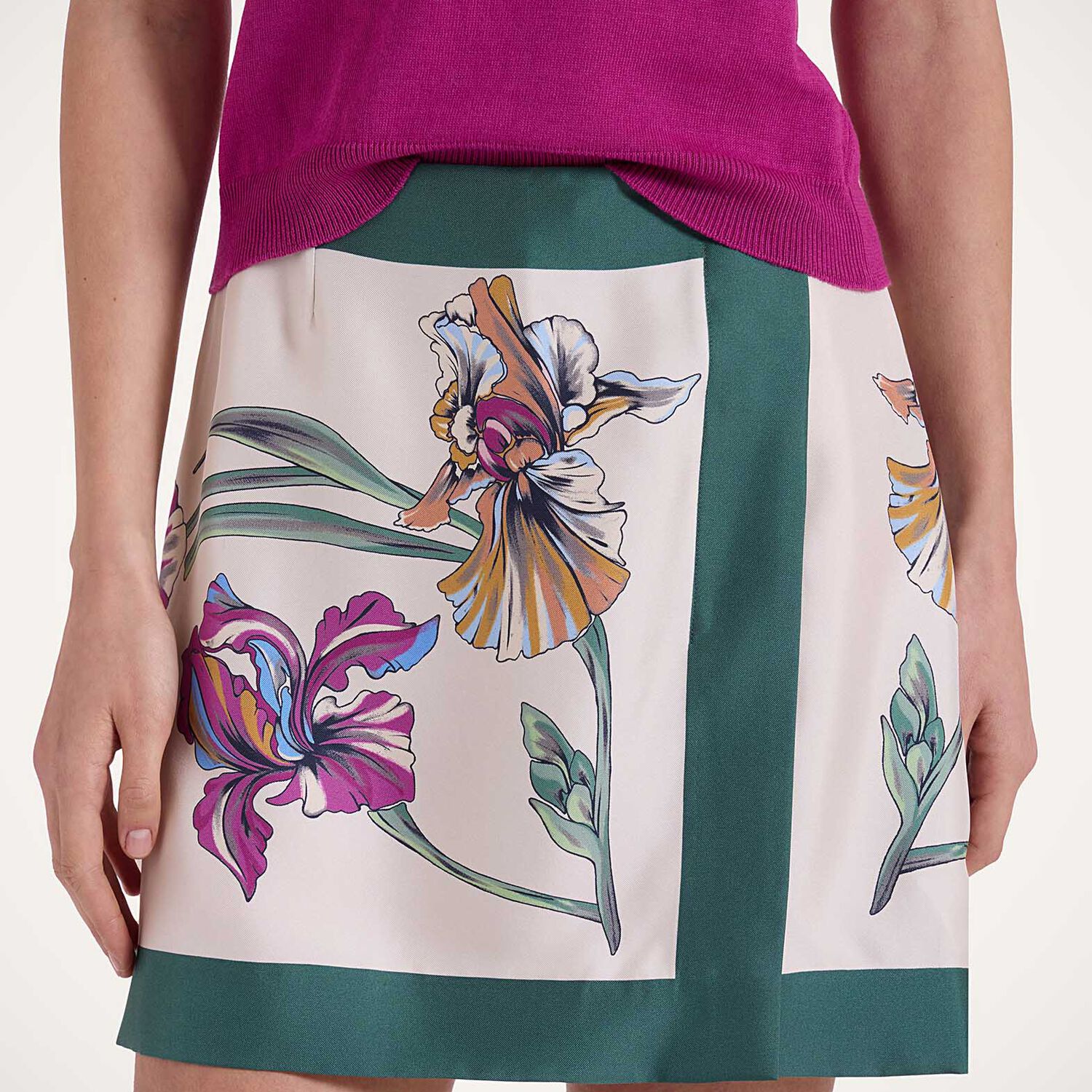 La Doublej Foulard Silk Miniskirt In Iris Placée Ivory